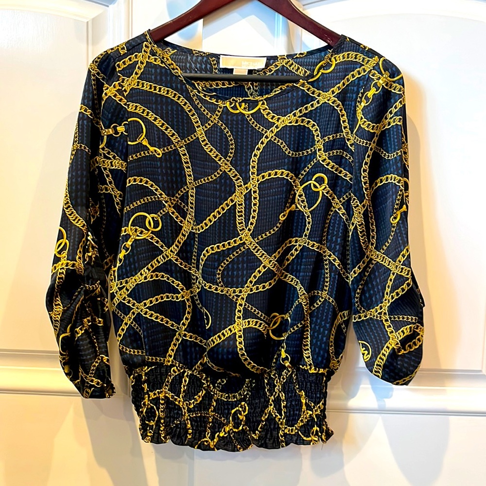 NWOT Michael Kors Chain Blouse wrinkle free very elegant on in excellent cond